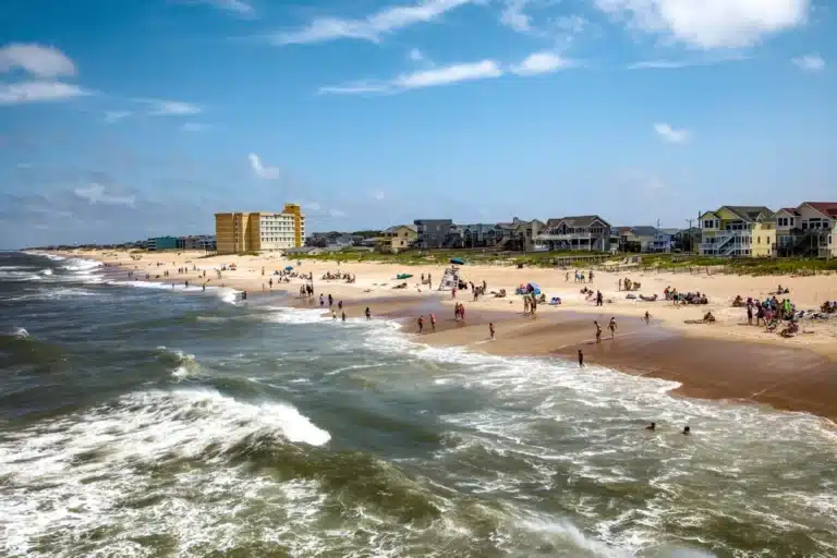 Outer Banks beach near Jennette’s Pier in Nags Head, in the general region of Joe & Kay’s Campground