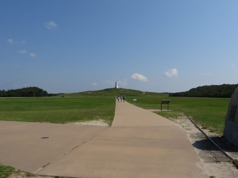 Wright Brothers National Memorial seen from the flight path in Kill Devil Hills, near Kitty Hawk RV Park