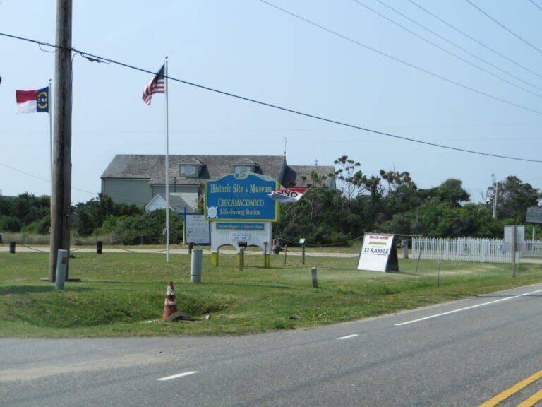Chicamacomico Life-Saving Station historic site in Rodanthe, near North Beach Campground in the Tri-Villages area of Hatteras Island