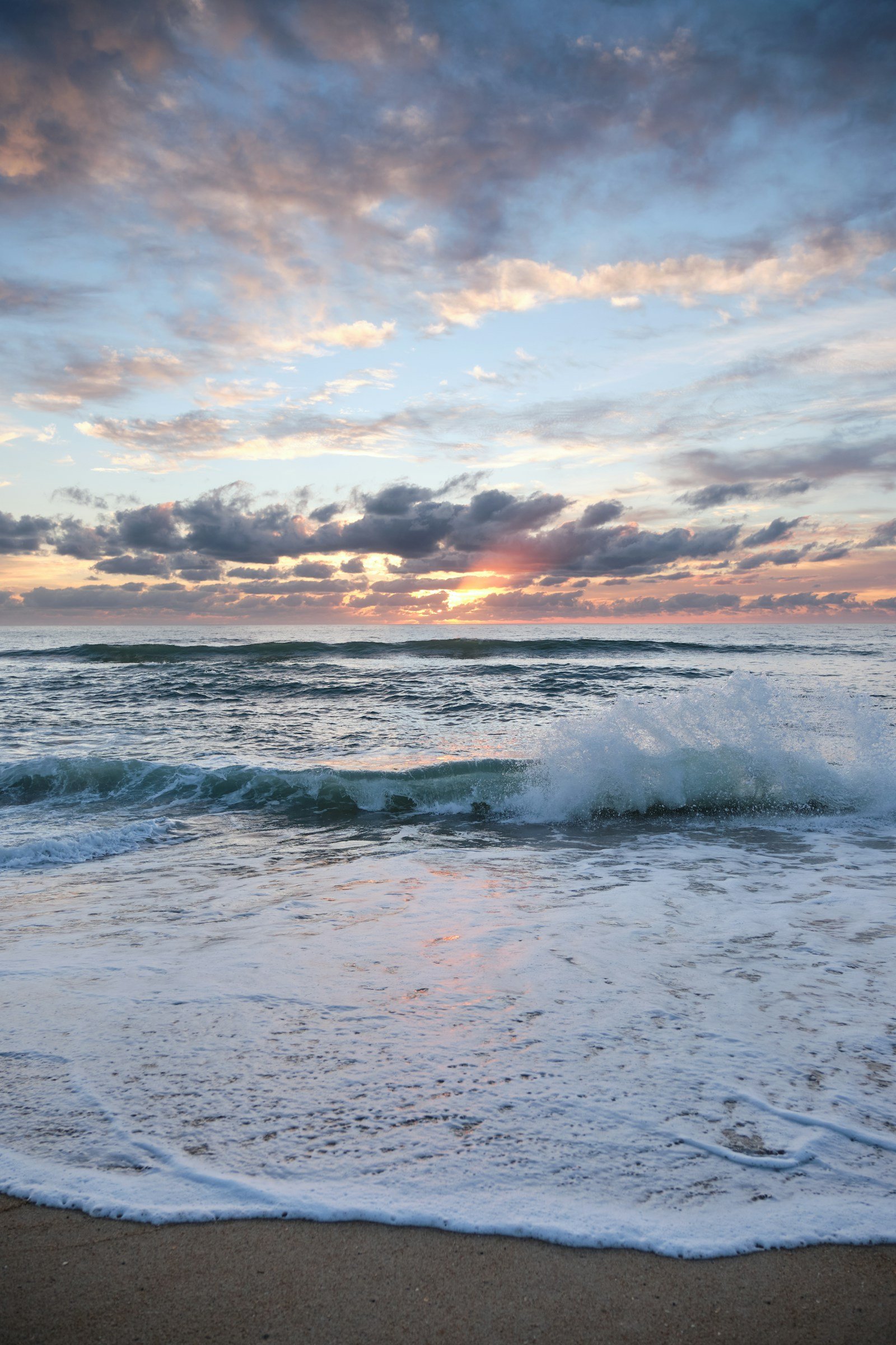 Ocean waves under a cloudy sky during daytime, Outer Banks