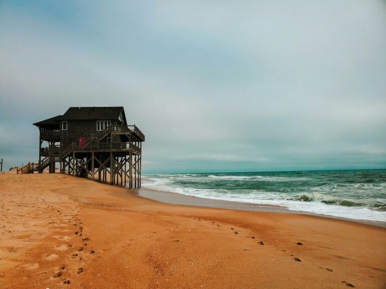 Coastal house on the beach shore during daytime, Outer Banks