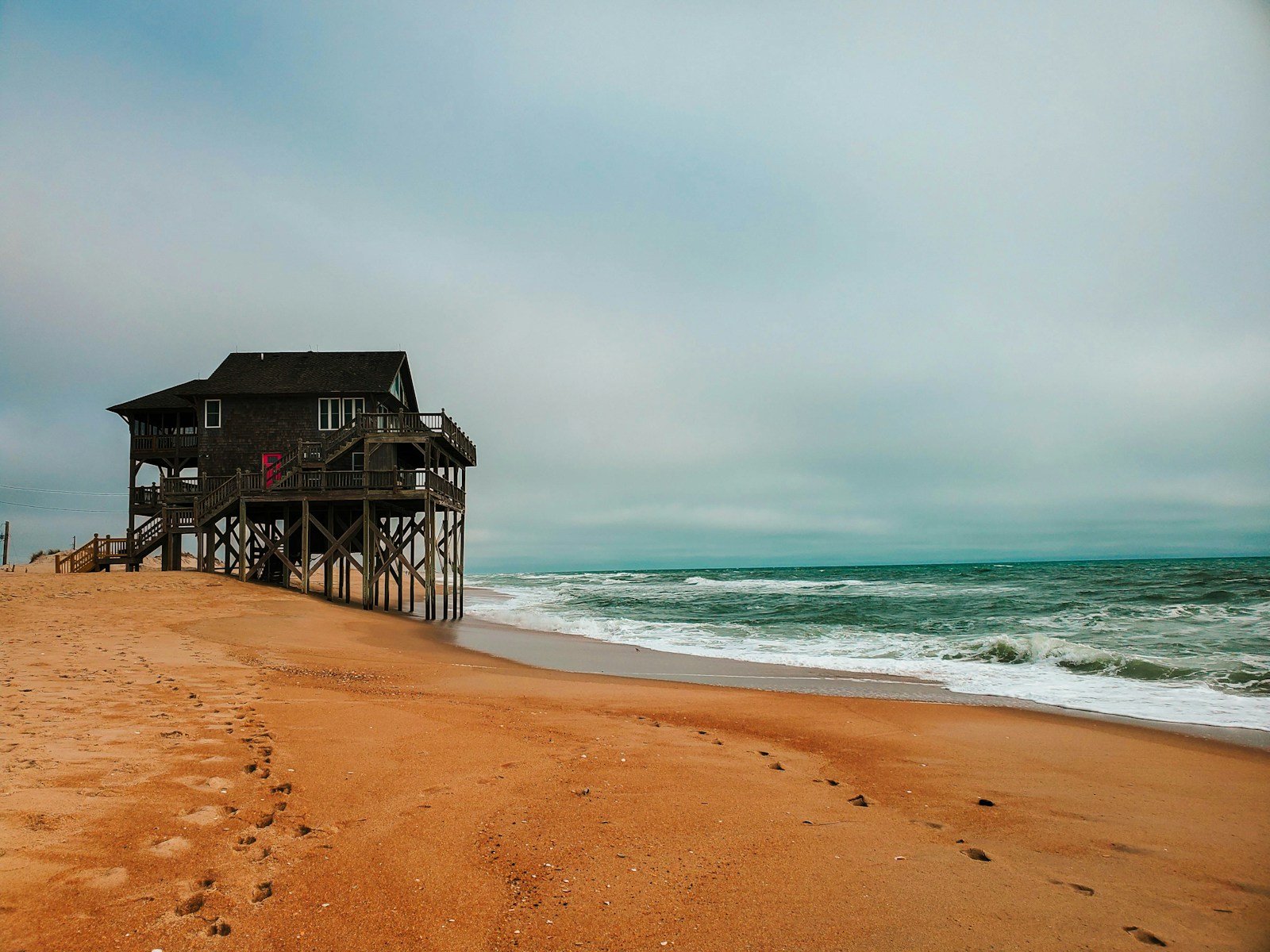 Coastal house on the beach shore during daytime, Outer Banks