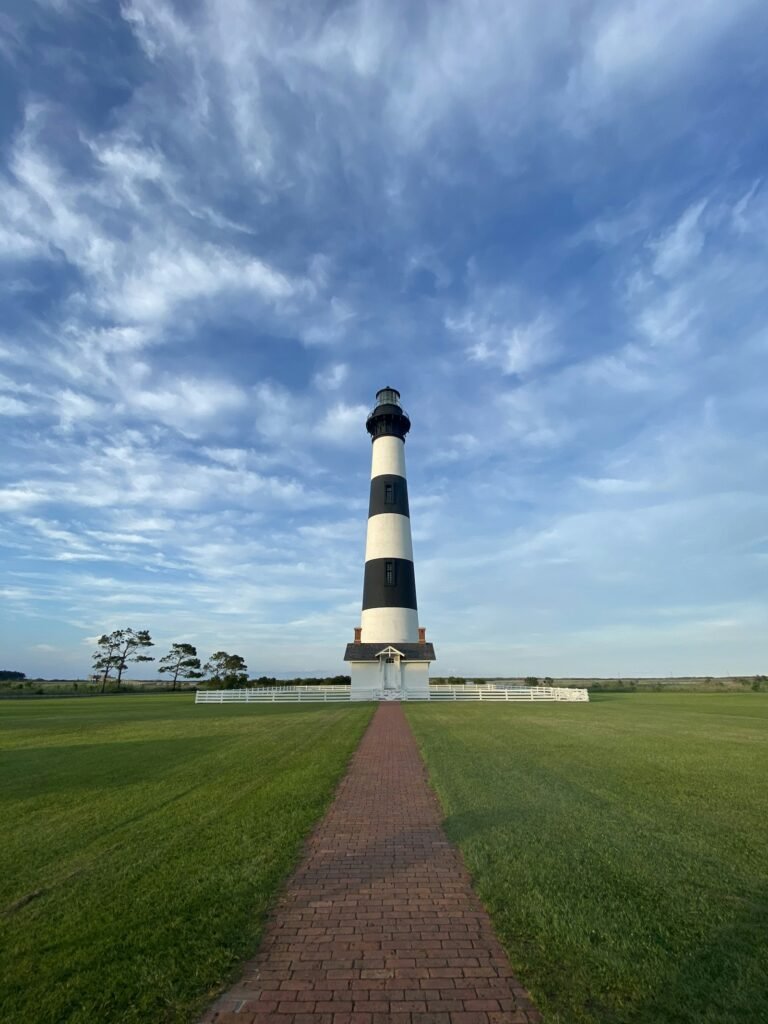 Cape Hatteras Lighthouse rising over the dunes on the Outer Banks