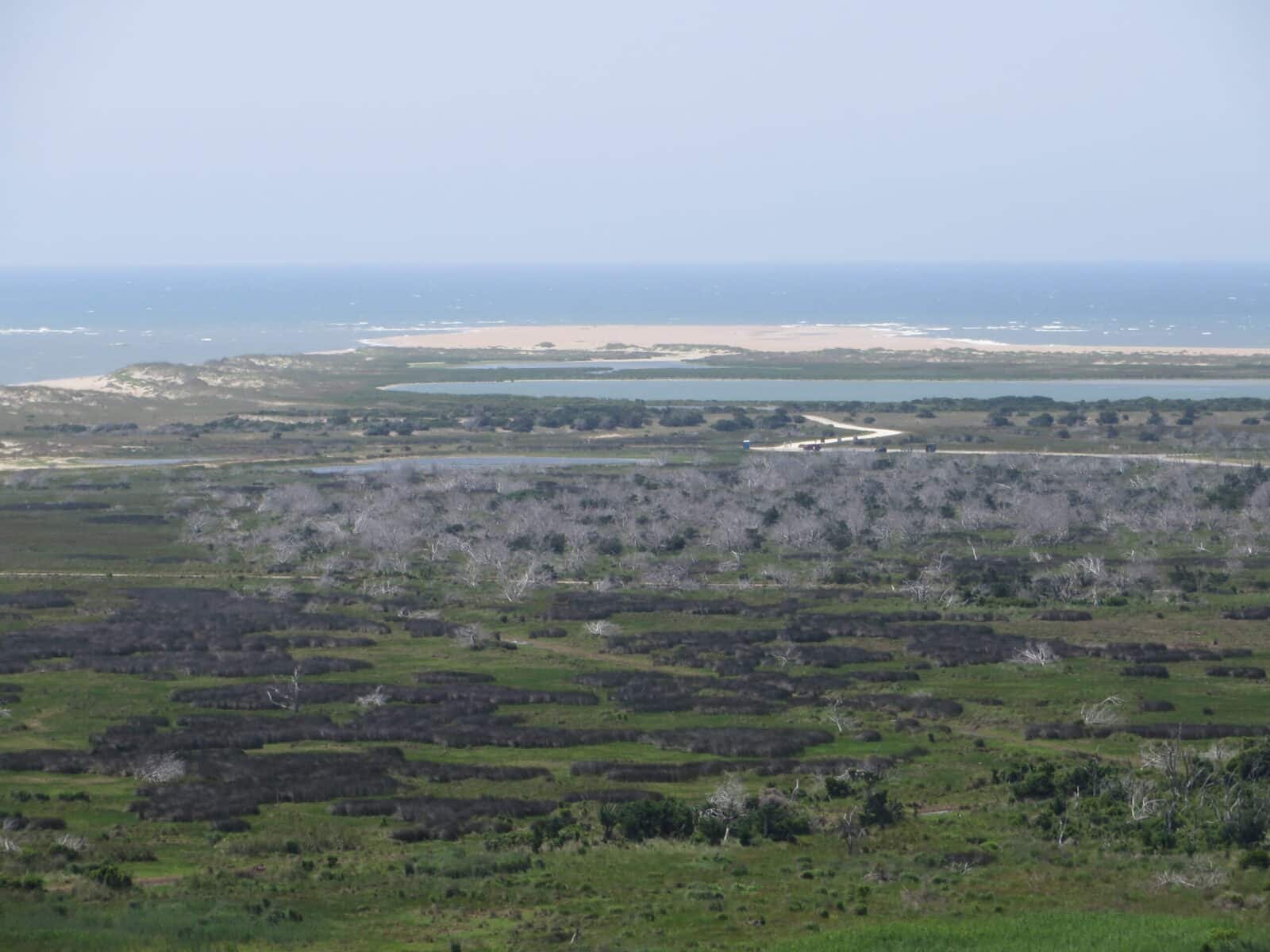 View south from Cape Hatteras Lighthouse toward Cape Point and Buxton