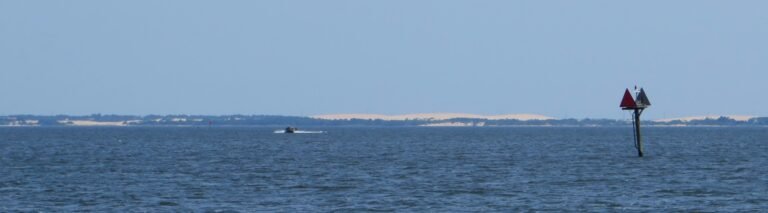 Jockeys Ridge sand dunes seen from Shallowbag Bay, Outer Banks