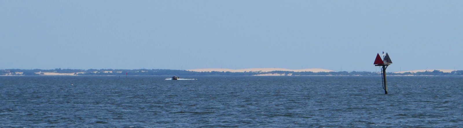 Jockeys Ridge sand dunes seen from Shallowbag Bay, Outer Banks
