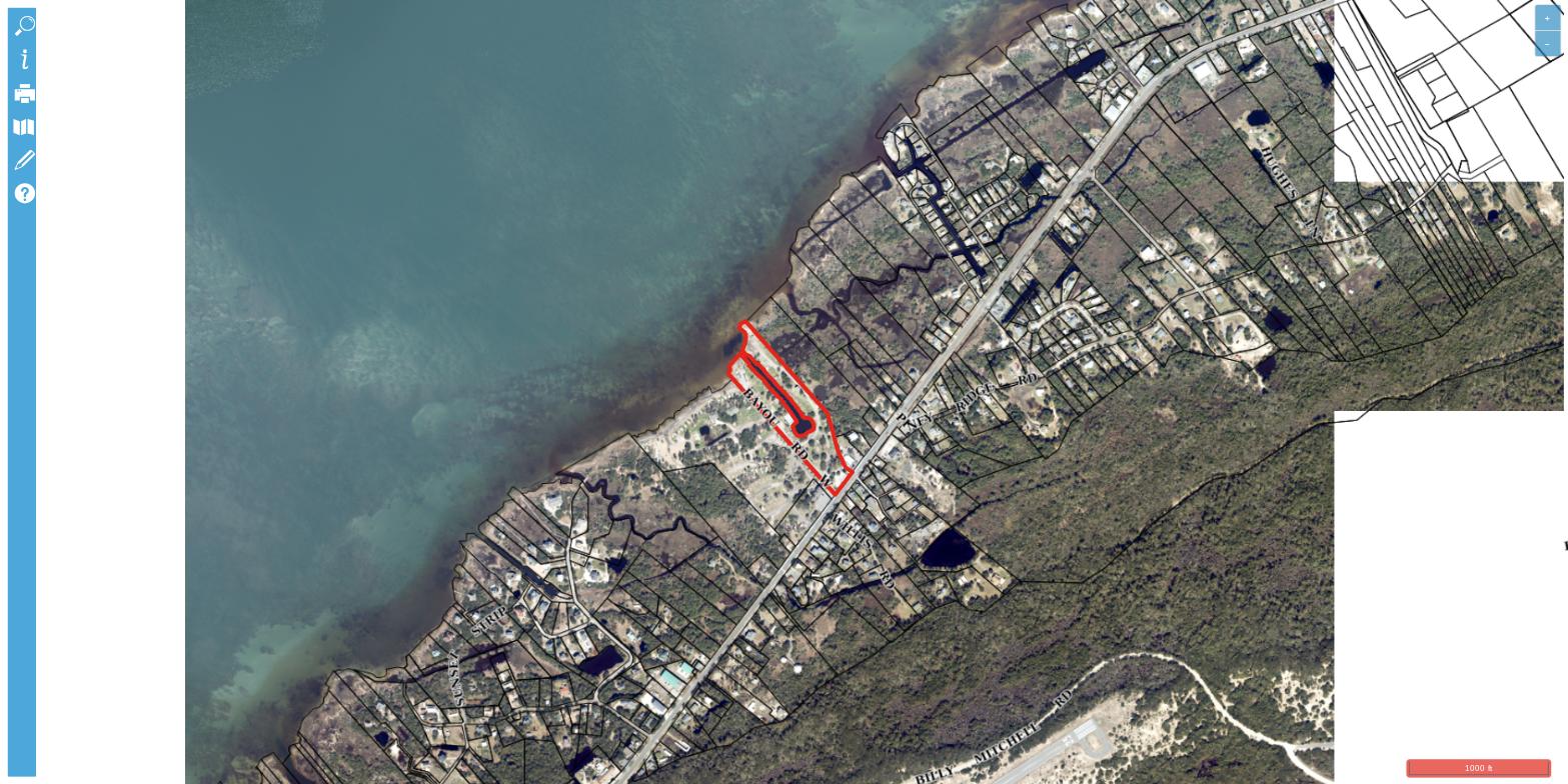 Aerial view of Frisco Woods Campground, a soundfront RV park on Bayou Road at 53091 W Bayou Road in Frisco, North Carolina, with RV loops along the Pamlico Sound.