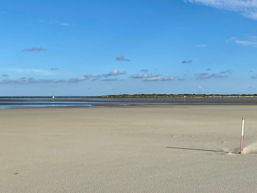 Broad, shallow mudflats and standing water at South Point on Ocracoke Island.